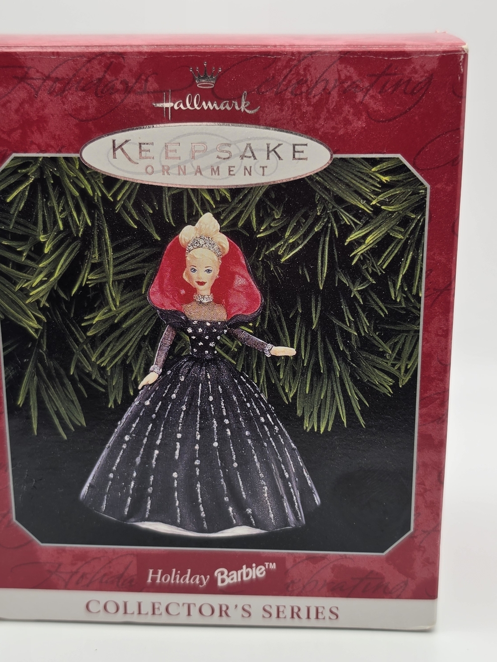 Hallmark Barbie Ornament with Black Gown and Pink Hair Accent